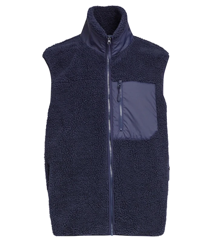 Build Your Brand Build Your Brand Bonded sherpa vest in Navy