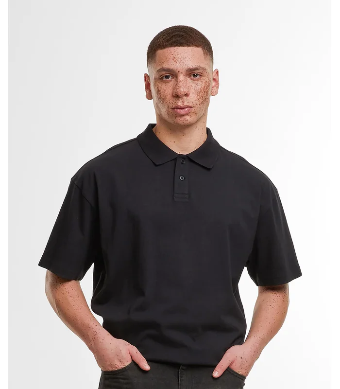 Build Your Brand Build Your Brand Oversized polo shirt in Black