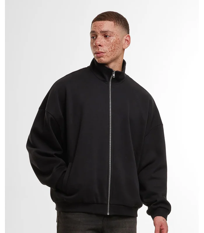 Build Your Brand Build Your Brand Oversized zip jacket in Black