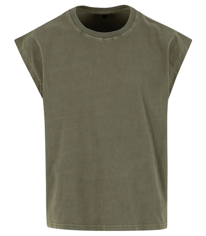 Build Your Brand Build Your Brand Vintage cropped heavy sleeveless tee in Warm Khaki