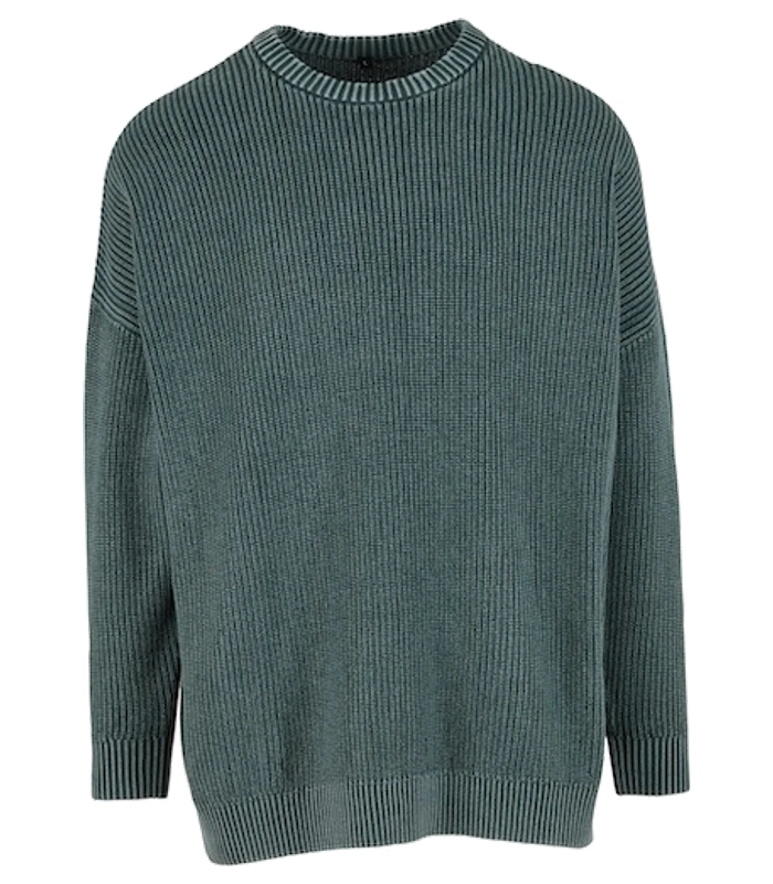 Build Your Brand Build Your Brand Acid washed knitted oversized sweater in Bottle Green