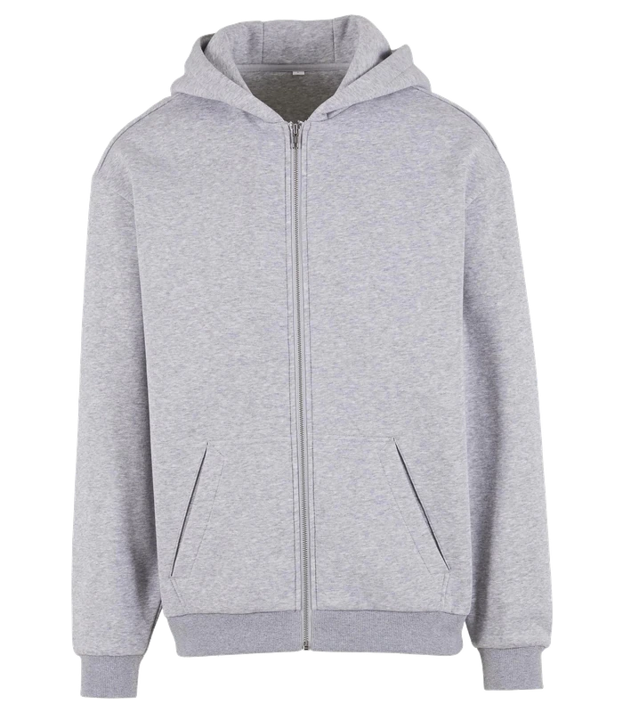 Build Your Brand Build Your Brand Loose-fit zip hoodie in Heather Grey