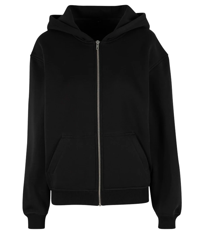 Build Your Brand Build Your Brand Womens loose-fit zip hoodie in Black