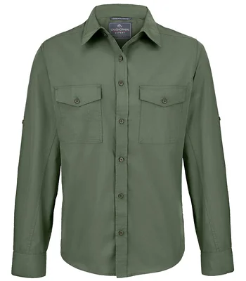 Craghoppers Craghoppers Expert Kiwi Long Sleeve Shirt in Dark Cedar Green