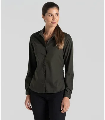 Craghoppers Craghoppers Expert Ladies Kiwi Long Sleeve Shirt in Carbon Grey