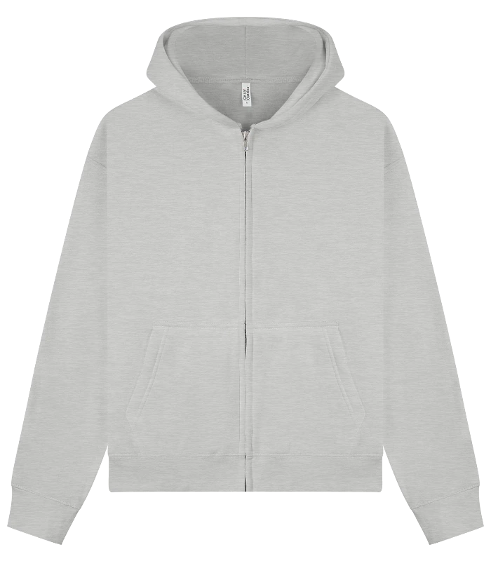 Casual Classics Casual Premium Combed 330 Boxy Oversize Zip Hood in Ash Grey