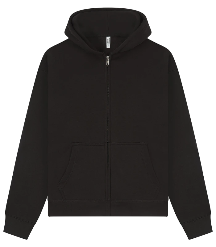 Casual Classics Casual Premium Combed 330 Boxy Oversize Zip Hood in Black