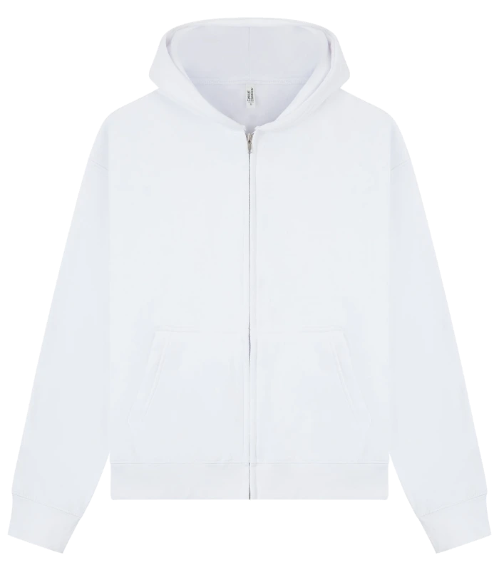 Casual Classics Casual Premium Combed 330 Boxy Oversize Zip Hood in White