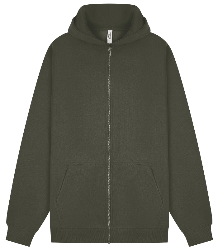 Casual Classics Casual Core Combed 280 Regular Zip Hood in Khaki Olive