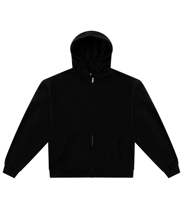 Casual Classics Casual Core Combed 280 Boxy Oversize Zip Hood in Black
