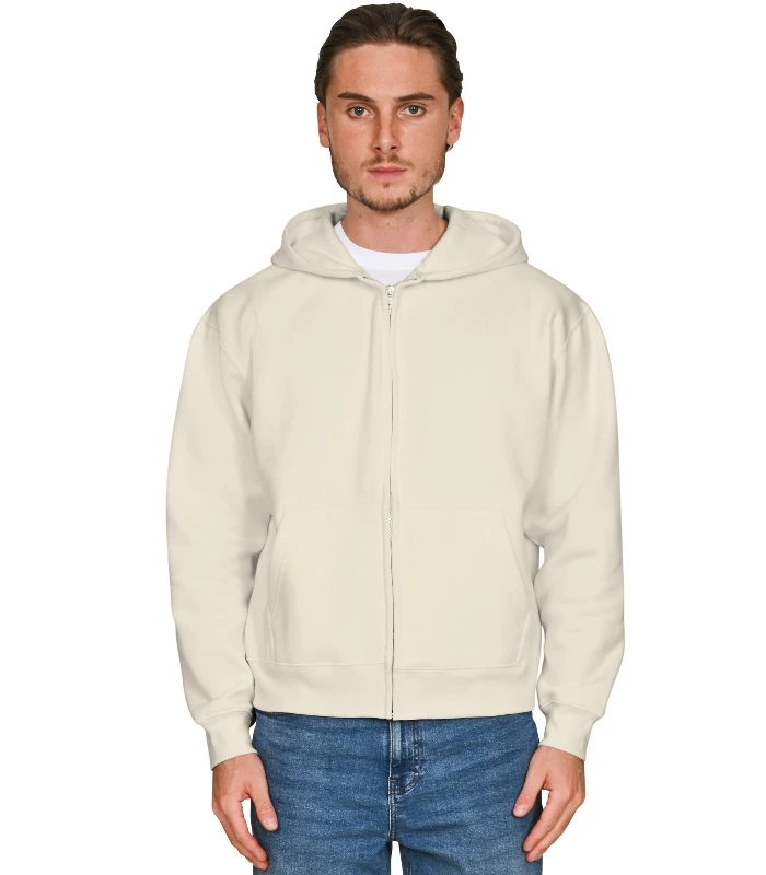Casual Classics Casual Core Combed 280 Boxy Oversize Zip Hood in Ecru