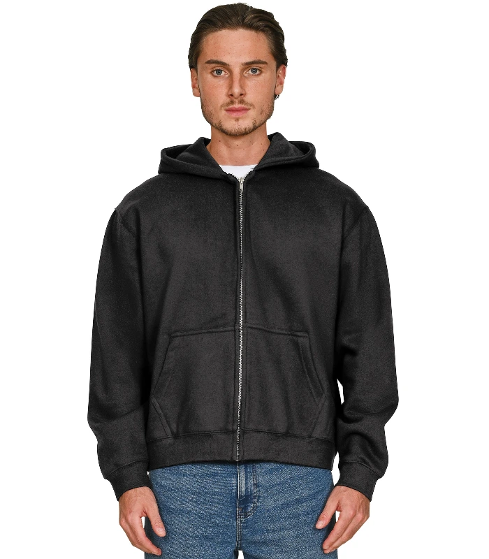 Casual Classics Casual Premium Combed 330 Acid Boxy Oversize Zip Hood in Acid Chocolate