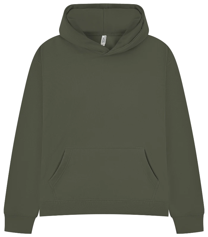 Casual Classics Casual Premium Combed 450 Boxy Oversize Hood in Khaki Olive