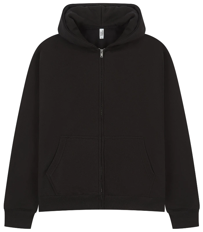 Casual Classics Casual Premium Combed 450 Boxy Oversize Zip Hood in Black