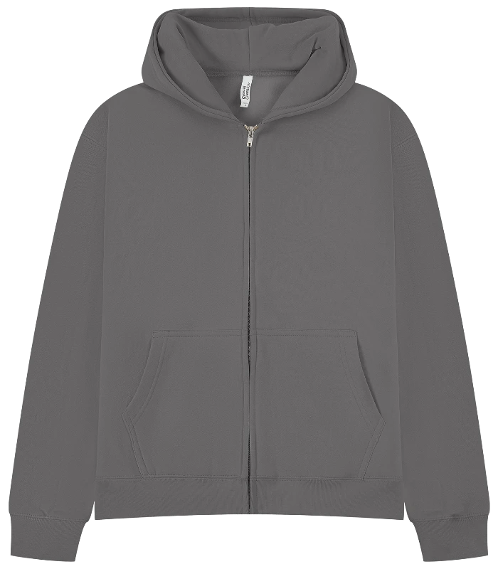 Casual Classics Casual Premium Combed 450 Boxy Oversize Zip Hood in Charcoal