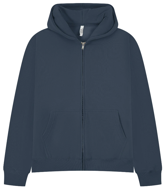 Casual Classics Casual Premium Combed 450 Boxy Oversize Zip Hood in Petrol Blue