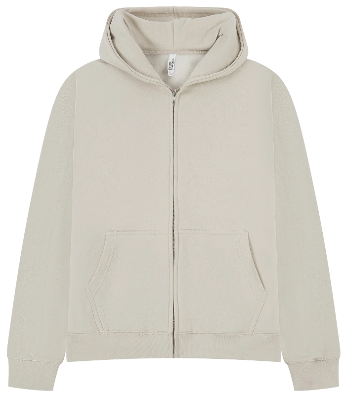 Casual Classics Casual Premium Combed 450 Boxy Oversize Zip Hood in Stone