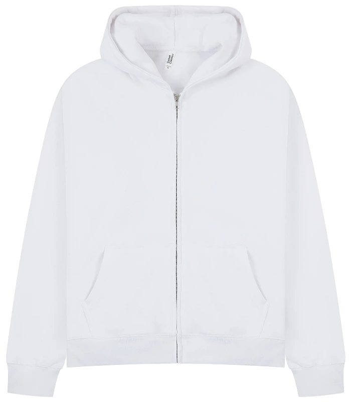 Casual Classics Casual Premium Combed 450 Boxy Oversize Zip Hood in White