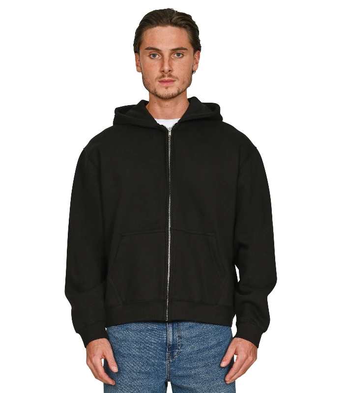 Casual Classics Casual Premium Combed 450 Boxy Oversize Zip Hood in Charcoal