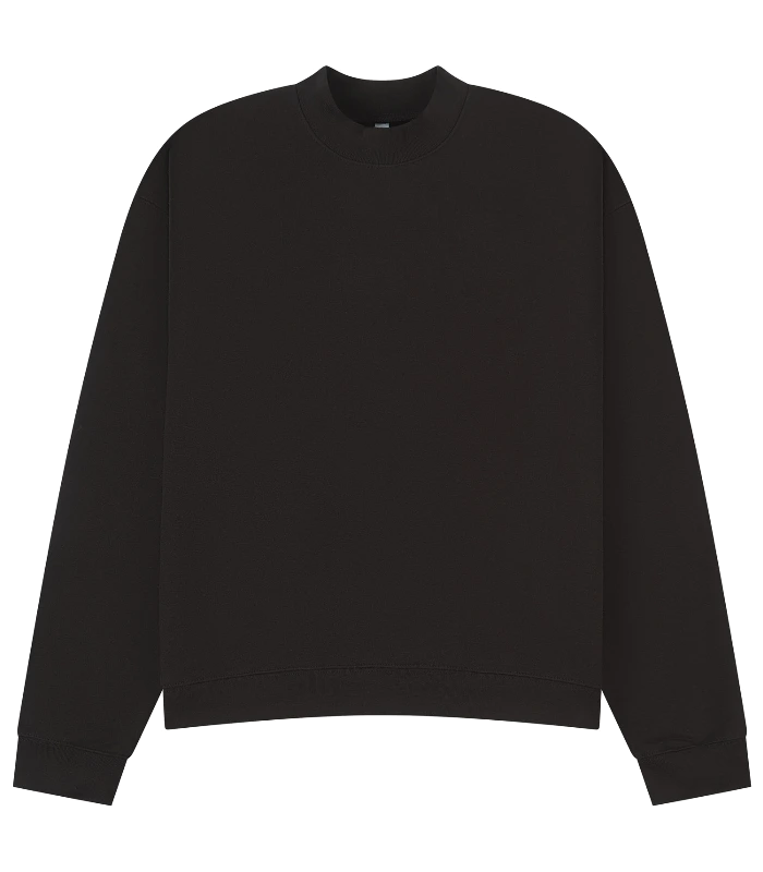 Casual Classics Casual Premium Combed 450 Boxy Oversize Extended Neck Sweat in Black