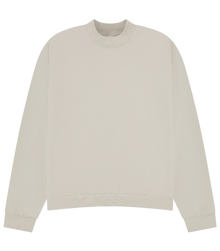 Casual Classics Casual Premium Combed 450 Boxy Oversize Extended Neck Sweat in Stone
