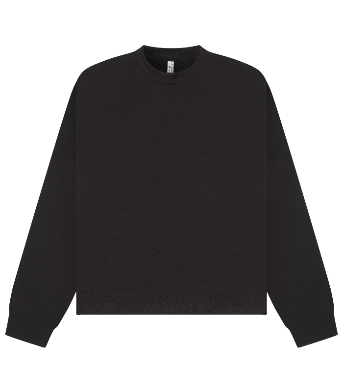 Casual Classics Casual Premium Combed 330 Boxy Oversize Extended Neck Sweat in Black
