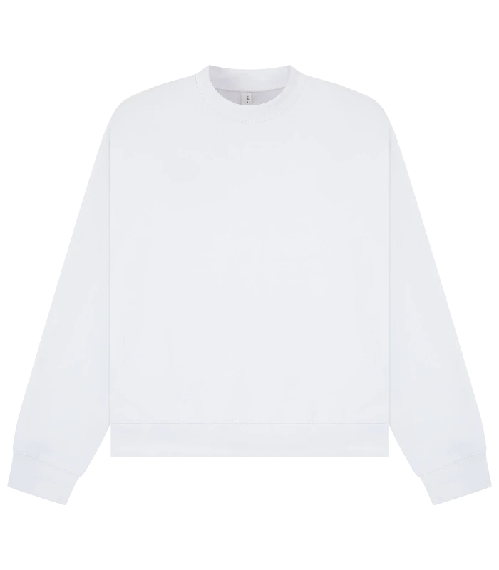 Casual Classics Casual Premium Combed 330 Boxy Oversize Extended Neck Sweat in White