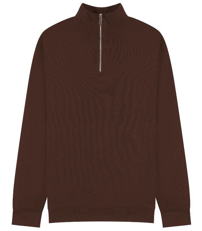 Casual Classics Casual Core Combed 280 Regular Quarter Zip Sweat in Chocolate