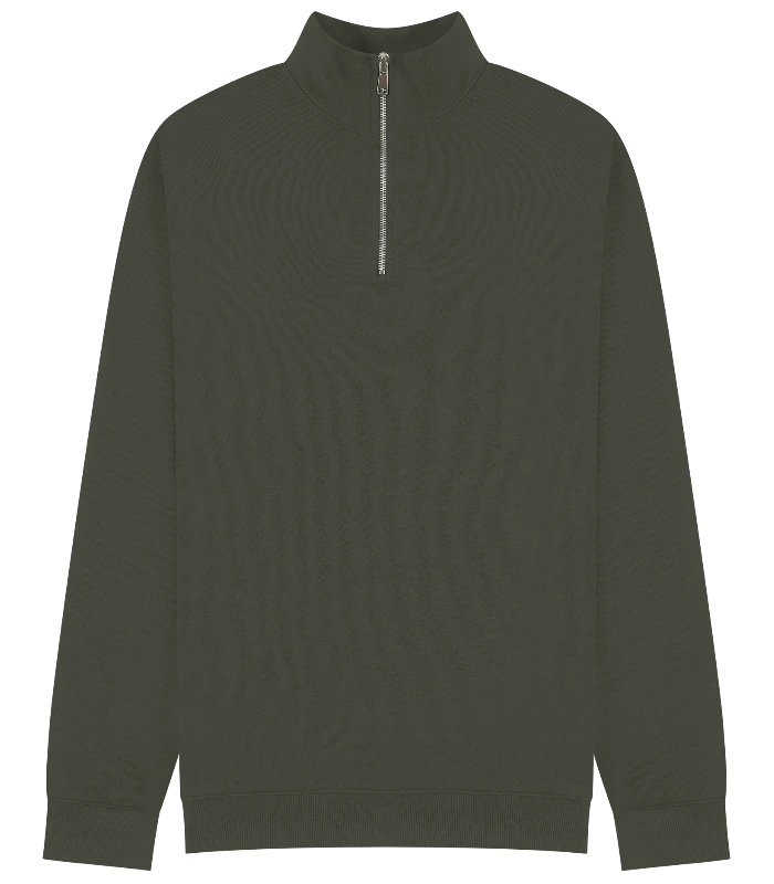 Casual Classics Casual Core Combed 280 Regular Quarter Zip Sweat in Khaki Olive