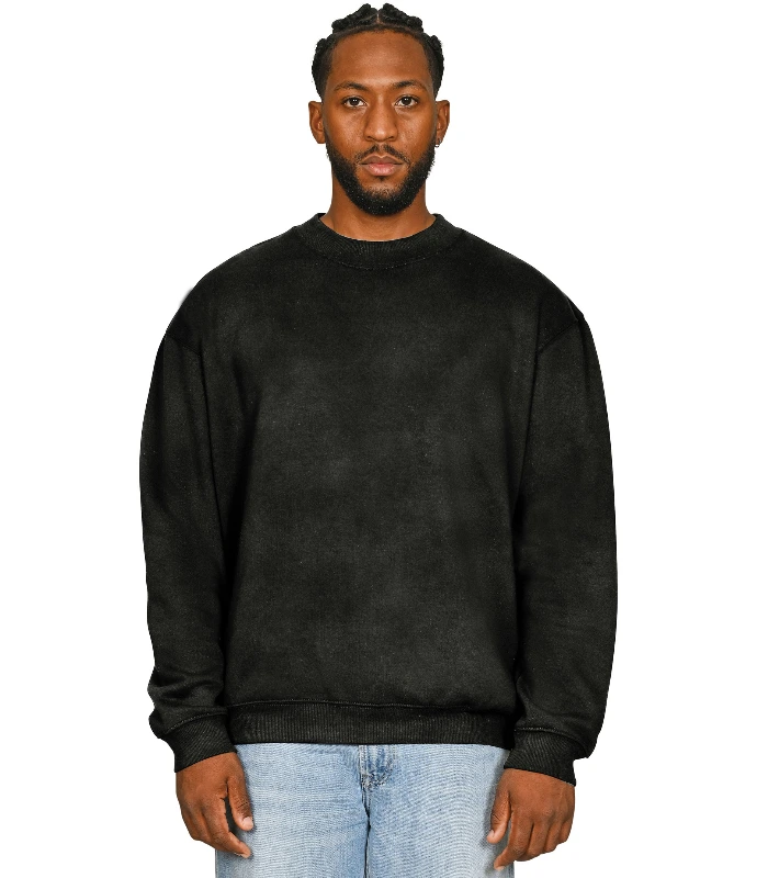 Casual Classics Casual Premium Combed 330 Acid Oversize Extended Neck Sweat in Acid Black