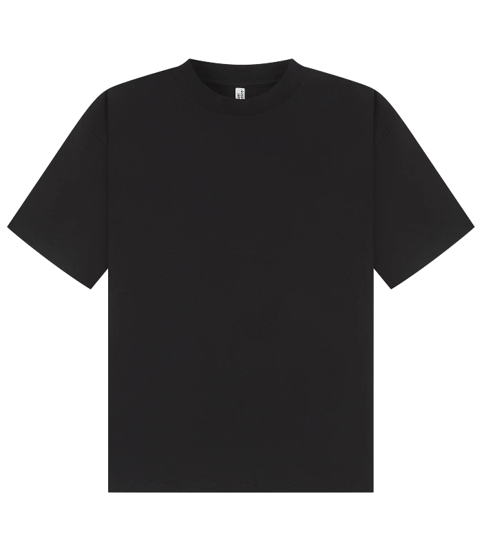 Casual Classics Casual Premium Combed 220 Boxy Oversize Extended Neck Tee in Black