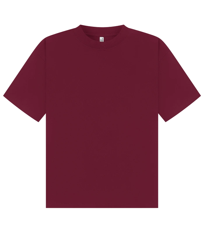 Casual Classics Casual Premium Combed 220 Boxy Oversize Extended Neck Tee in Burgundy