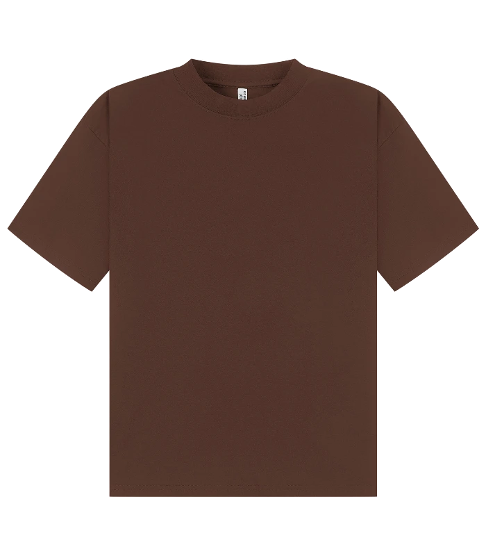 Casual Classics Casual Premium Combed 220 Boxy Oversize Extended Neck Tee in Chocolate