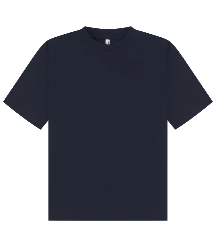 Casual Classics Casual Premium Combed 220 Boxy Oversize Extended Neck Tee in Navy