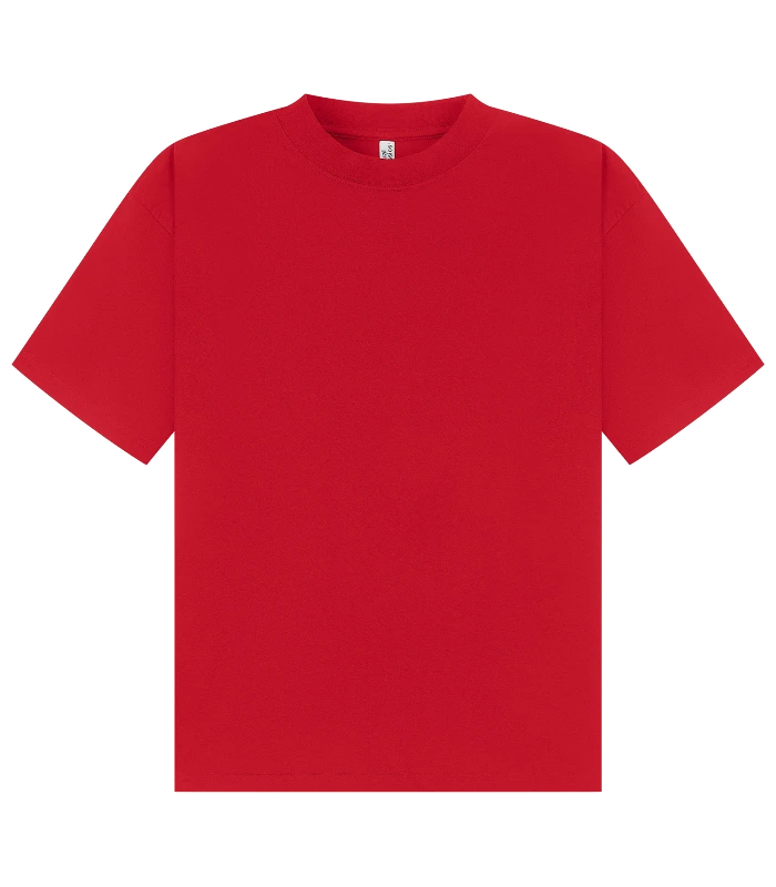 Casual Classics Casual Premium Combed 220 Boxy Oversize Extended Neck Tee in Red
