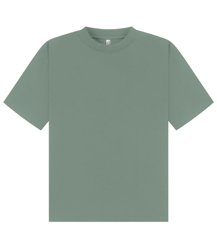 Casual Classics Casual Premium Combed 220 Boxy Oversize Extended Neck Tee in Sage