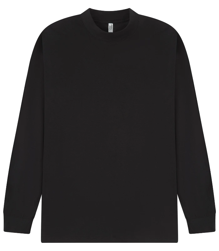 Casual Classics Casual Core Combed 180 Oversize Extended Neck L/S Tee in Black