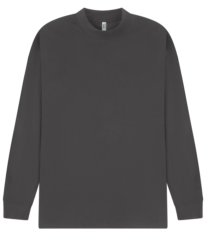Casual Classics Casual Core Combed 180 Oversize Extended Neck L/S Tee in Charcoal