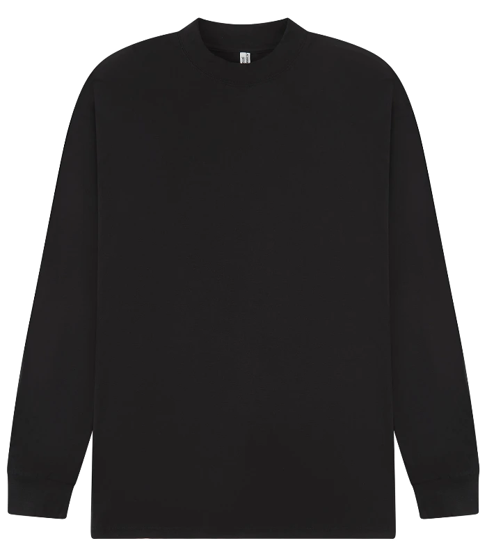 Casual Classics Casual Core Combed 180 Oversize Extended Neck L/S Tee Tall in Black