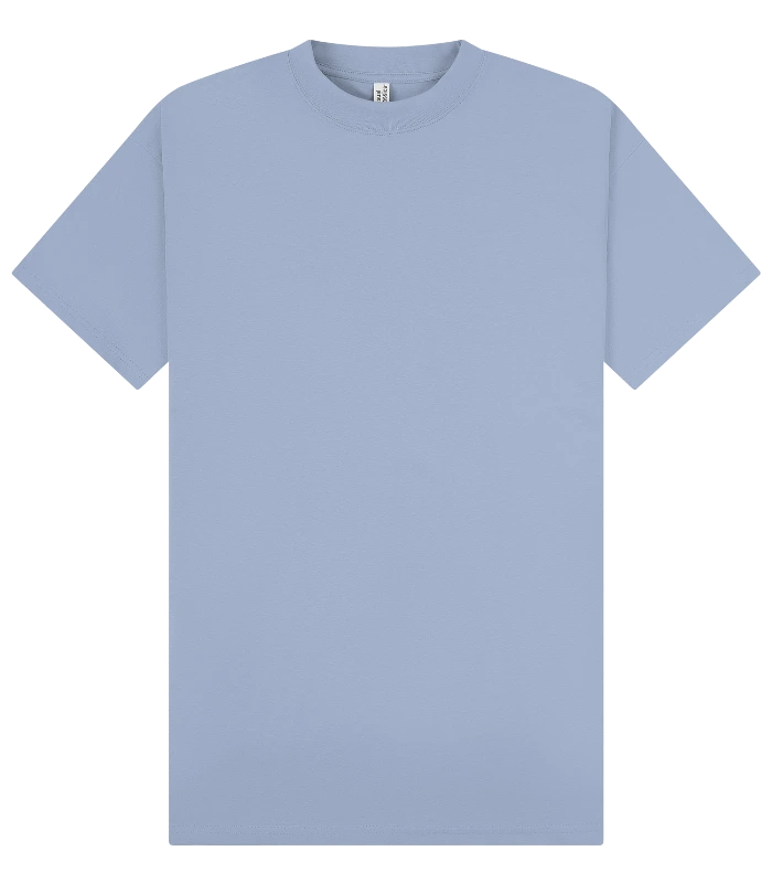 Casual Classics Casual Premium Combed 220 Oversize Extended Neck Tee in Pastel Blue