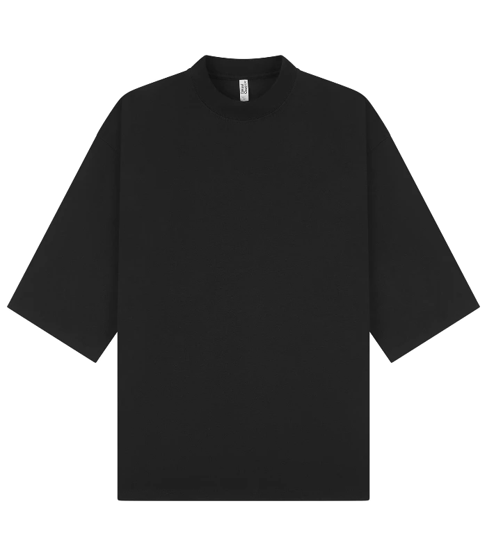 Casual Classics Casual Premium Combed 220 Oversize Extended Neck Half Sleeve Tee in Black