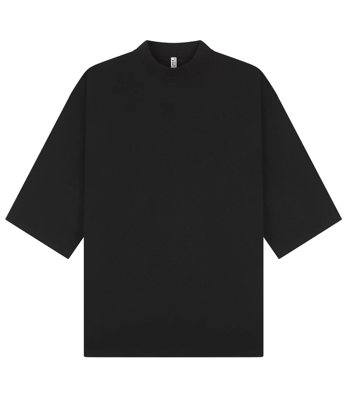 Casual Classics Casual Premium Combed 220 Oversize Extended Neck Half Sleeve Tee Tall in Black