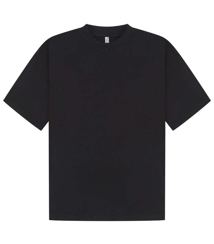 Casual Classics Casual Premium Combed Interlock 240 Oversize Extended Neck Tee in Black