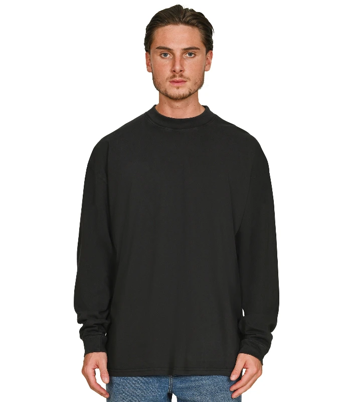 Casual Classics Casual Core Combed 180 Acid Oversize Extended Neck L/S Tee Tall in Acid Black