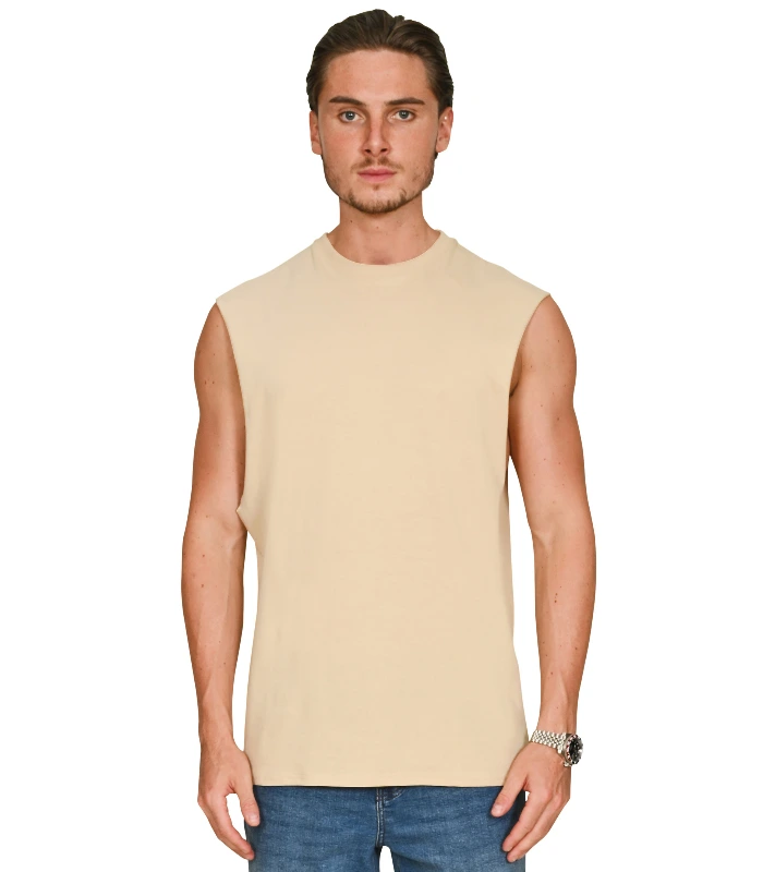 Casual Classics Casual Core Ringspun 150 Regular Raw Edge Droparm Tank in Sand