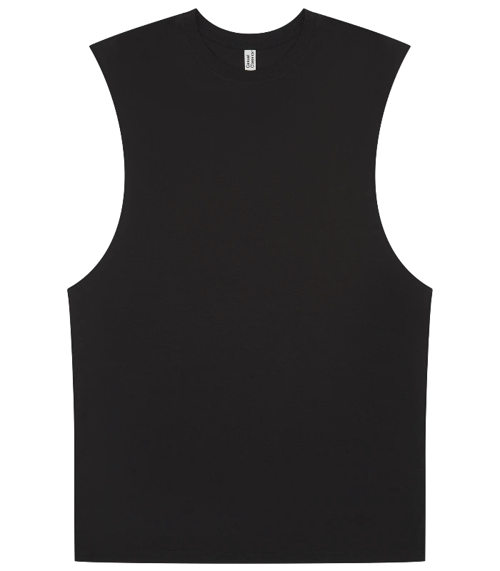 Casual Classics Casual Core Ringspun 150 Regular Raw Edge Droparm Tank Tall in Black