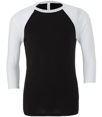 Bella+Canvas Canvas Unisex 3/4 Sleeve Baseball T-Shirt in Black/Deep Heather