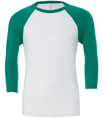 Bella+Canvas Canvas Unisex 3/4 Sleeve Baseball T-Shirt in Black/White