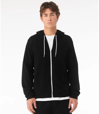 Bella+Canvas Canvas Unisex Full Zip Hoodie in Black