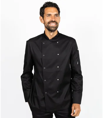 Dennys Dennys Long Sleeve Press Stud Chef's Jacket in White
